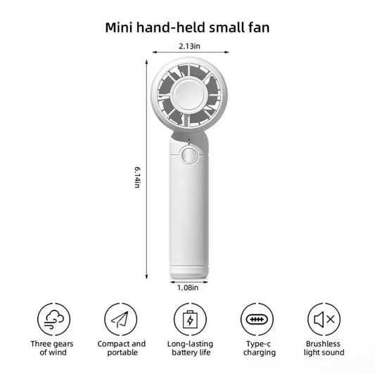 2025 USB Mini Fan Rechargeable Mini Fan Portable Handheld Cooling Fan for Office Travel outdoor camping