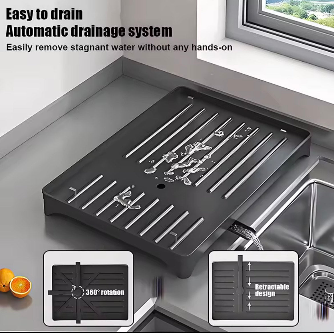 =For kitchen countertops, use a two-layer dish drying rack and a kitchen countertop dish draining rack with a draining board