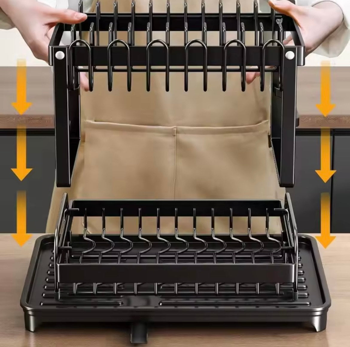 =For kitchen countertops, use a two-layer dish drying rack and a kitchen countertop dish draining rack with a draining board