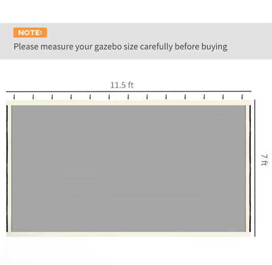 Universal Mesh Netting Screen Walls for 10' X 13' Gazebo, Beige