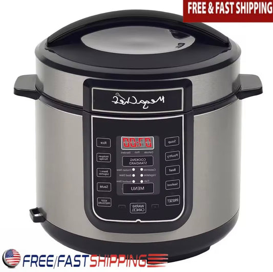 =6 Quart Pressure Cooker Multi Function Pressure Cooking Slow Cooking 14 Pre-Set Menu Automatic Shut-Off Stainless Steel Kitchen
